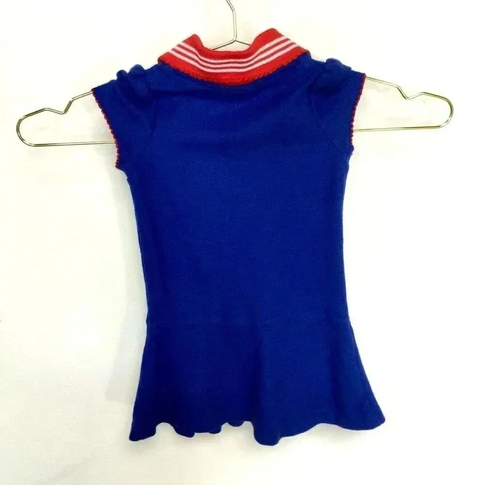 Vintage Adidas Girls Blue Red Chicago Cubs Collared Pleated‎ Polo Dress Size 18M